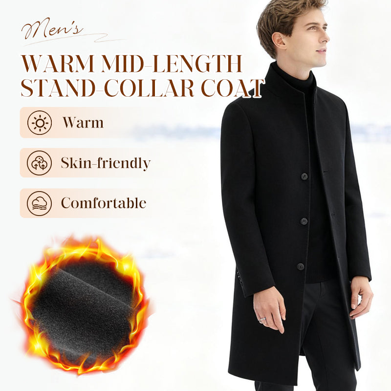 Men's Warm Mid-Length Stand-Collar Coat