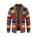 Men's Shawl Collar Striped Knit Cardigan Sweater